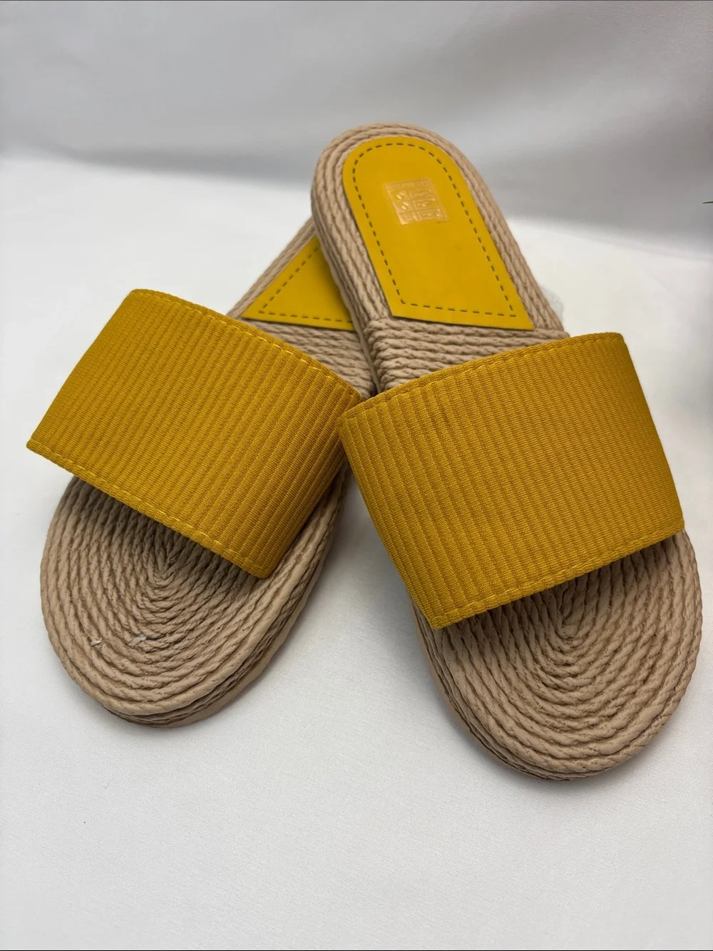 Fashion Women’s 7 Mustard Yellow Slide Sandals - Casual‎ Summer Slip-Ons